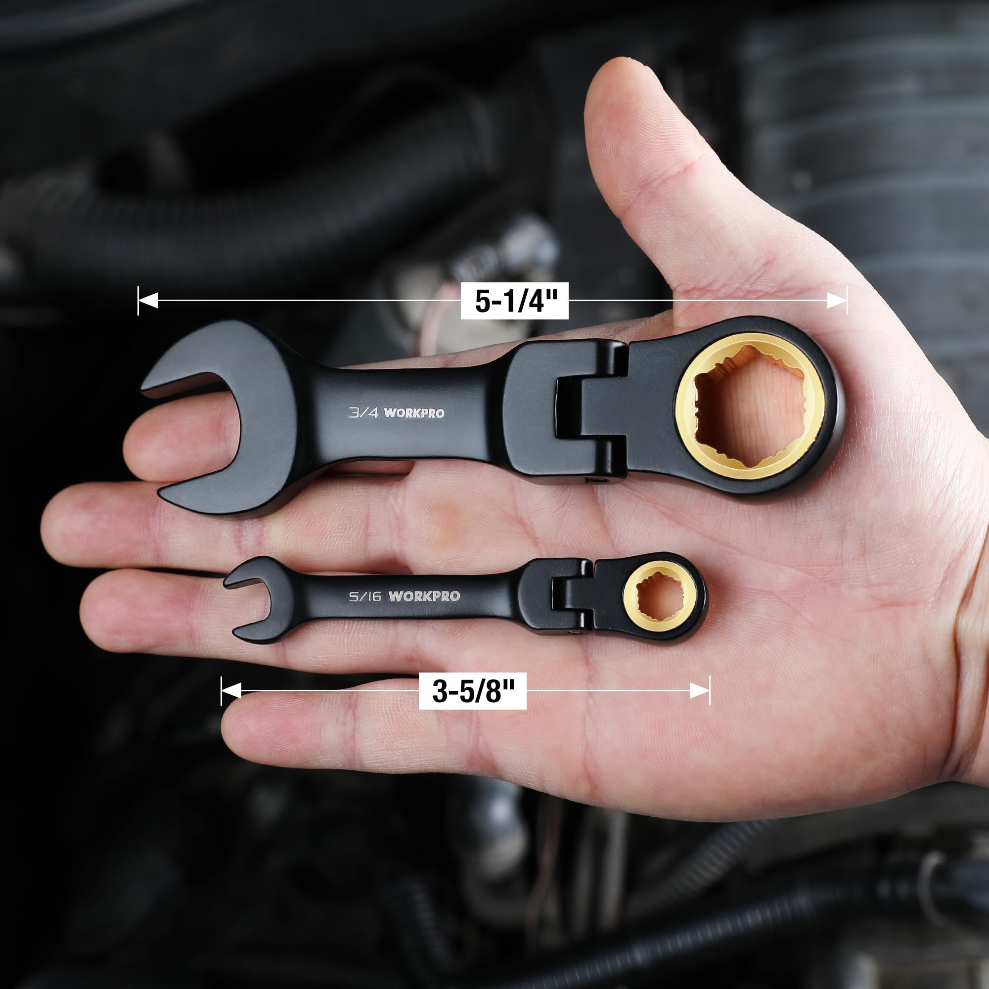 WORKPRO 8-Piece Stubby Anti-slip Ratcheting Combination
